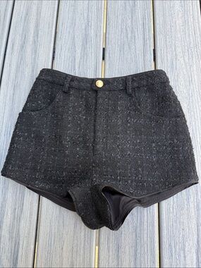 Assignment High-Waist Black Tweed Women’s Shorts Small